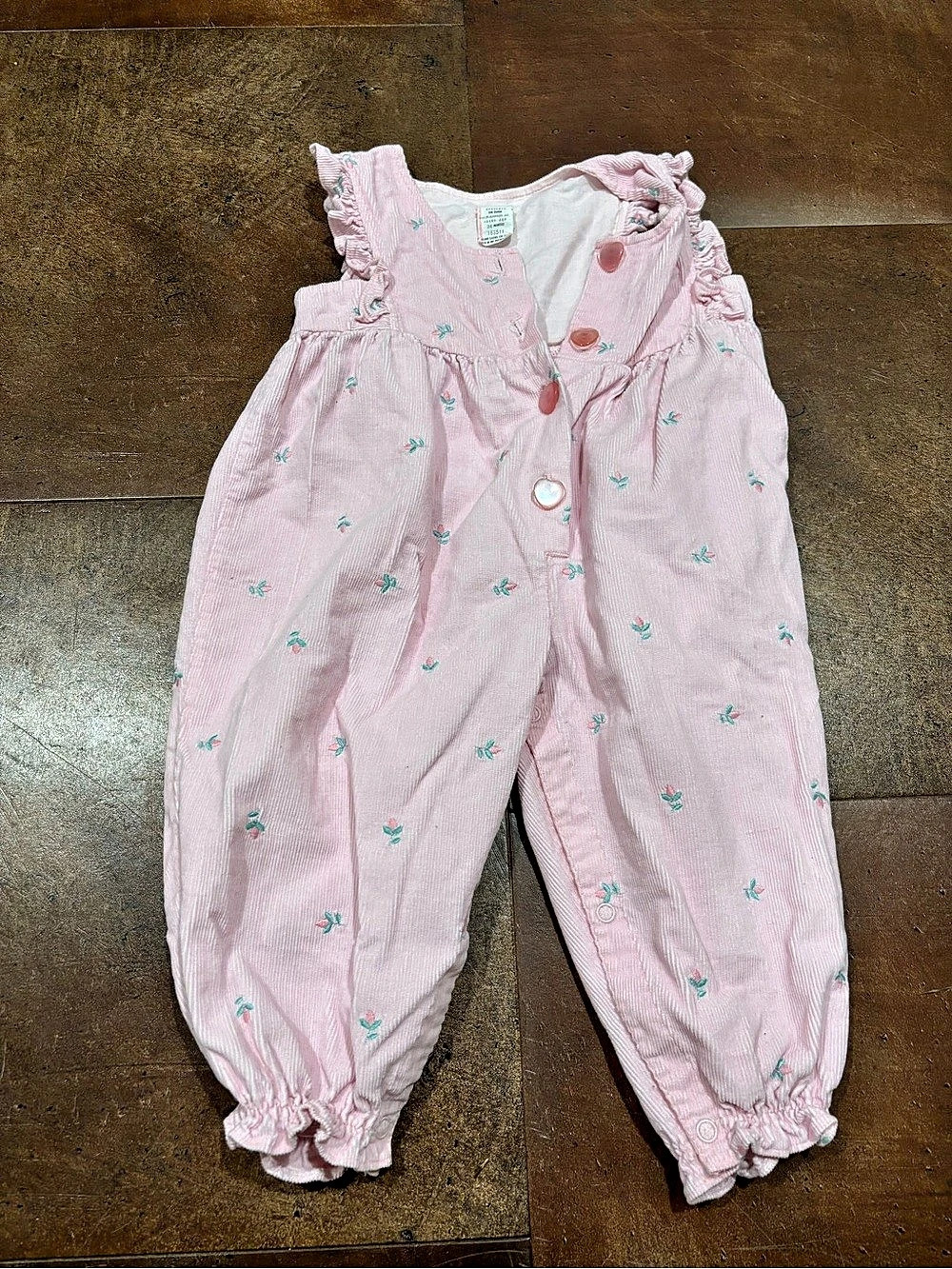 Vintage Pink Floral Corduroy Romper